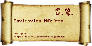 Davidovits Márta névjegykártya